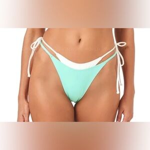 L*Space Bright Teal-Cream Seamless Mackena Bikini Bottom